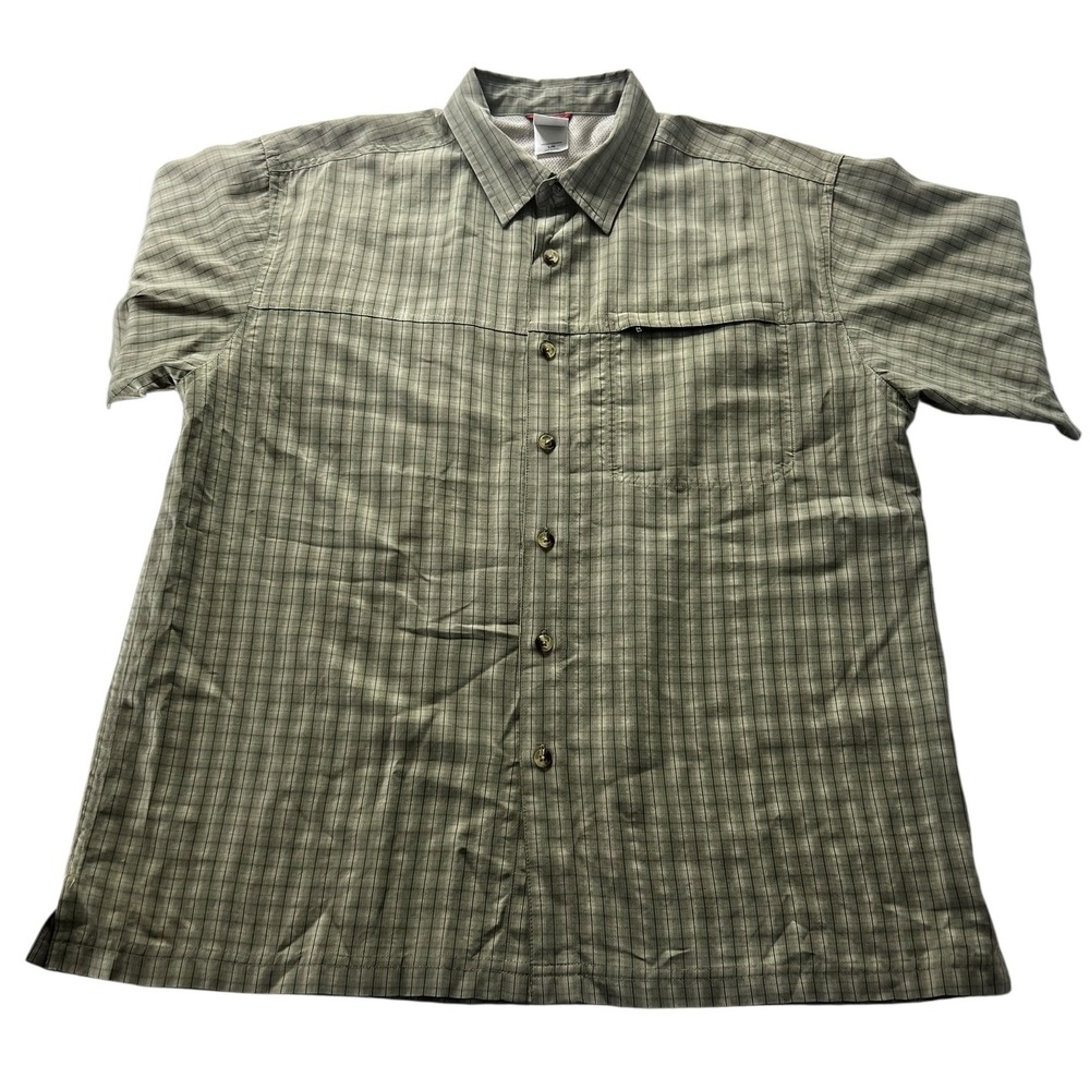 The‎ North Face Men's L Button Front Short Sleeve Shirt Green Check Lightweight